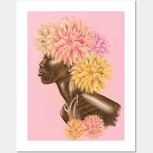 Pretty young girl with flowers in hair. Posters and Art